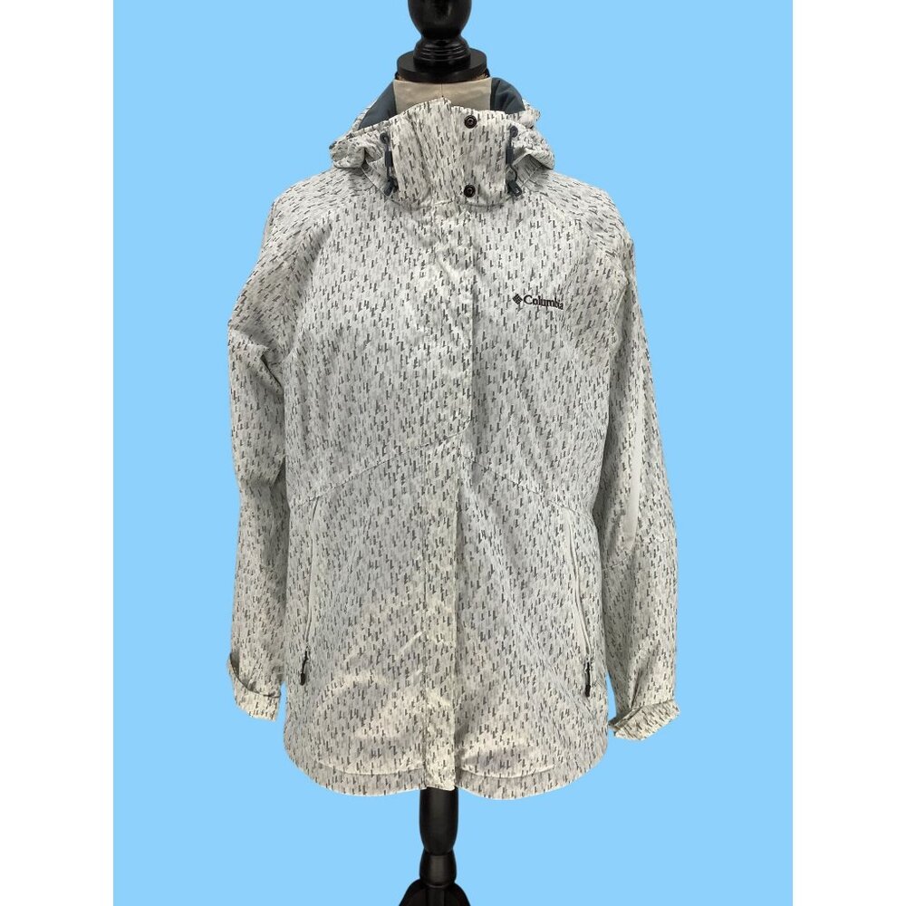 Columbia Womens White/Gray Hooded Waterproof Outer Ski Jacket Size XL